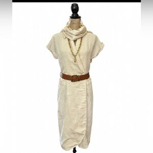 Women's Cream Wrap Dress with Belt